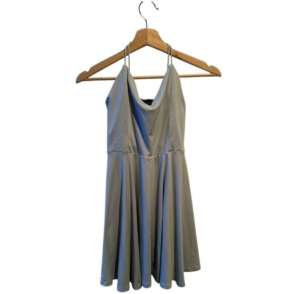 Streetwear Society Blue Mini Dress Size Small Cross back flowy flirty bodycon - Picture 1 of 3
